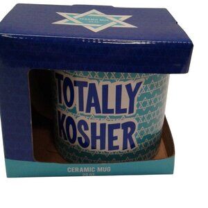 Totally Kosher Ceramic Mug 20 Oz Star Of David Design Blue White Oversized NEW